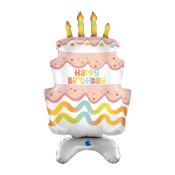 Folienballon Standup Geburtstagstorte Happy Birthday 74 cm pastellfarben 
