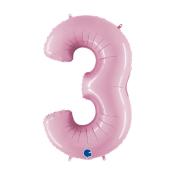 GRABO Heliumballon Zahl 3 rosa pastell