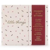 Planer mit dem Titel 'little things'. Enthält verschiedene Notizblöcke und eine wöchentliche Agenda.