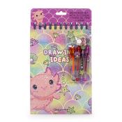 Sketchbuch Dreampop Unicorn mit Gelstiften, Stickern und Stempel