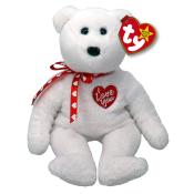 TY Beanie Baby Bär Scarlett ca. 15 cm weiß/rot