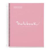 Rosa Spiralnotizbuch mit dem Aufdruck 'Notebook THE ORIGINAL'. Die Oberfläche ist glatt und schlicht.