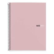 Rosa Notizbuch mit Spiralbindung. Auf der Vorderseite steht 'M R NOTEBOOK 1 THE ORIGINAL'.