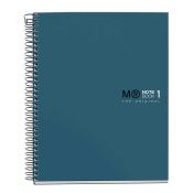 Dunkelblaues Notizbuch mit Spiralbindung. Auf dem Cover steht 'MR NOTEBOOK 1 THE ORIGINAL'.