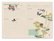 Schreibunterlage A3 Blumen/Schmetterlinge mit Wochenplaner bunt