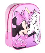 Rosa Rucksack mit einem Motiv von einer Maus und einem Einhorn. Die Maus trägt ein gepunktetes Kleid.