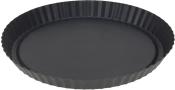 Schwarze Tarteform mit gewelltem Rand. Die Oberfläche ist glatt und hat eine leicht strukturierte Innenseite.