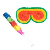 BOLAND Augenbinde und Schlagstock für deine Piñata bunt
