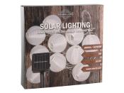 Solarlichterkette mit zehn weißen LED-Lichtern. Geeignet für Innen- und Außenbereich, 5 Meter lang.