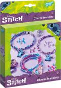 Set mit drei Charm-Armbändern in bunten Farben. Enthält Figuren von Stitch und verschiedene Perlen.