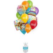Heliumflasche Set Happy Birthday 30 l inklusive 12x Latex-, und 4x Heliumballons 
