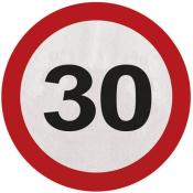 Verkehrsschild mit der Zahl 30. Es zeigt eine Geschwindigkeitsbegrenzung.