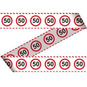 Hintergrund mit wiederholten Verkehrsschildern. Schilder zeigen die Zahl 50 in einem roten Kreis. Weißer Hintergrund mit roten und weißen Streifen.