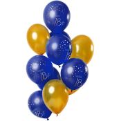 FOLAT Luftballons Happy 18th 12 Stück Latex blau, gold