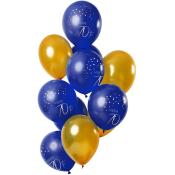 FOLAT Luftballons Happy 70th 12 Stück Latex blau, gold