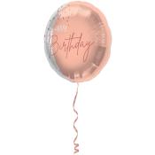 FOLAT Folienballon Elegant Lush Blush Happy Birthday 45 cm roségold/transparent