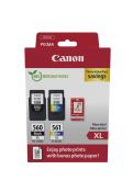 Canon Tintenpatronen-Set mit schwarzer und farbiger Patrone. Enthält zusätzlich Fotopapier für Drucke.