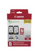 Canon Tintenpatronen-Set. Enthält schwarze und farbige Patronen. 100% recycelbare Verpackung. Bonus: 50 Blatt glänzendes Fotopapier.