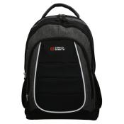 Schwarzer Rucksack mit grauen und weißen Akzenten. Logo von Enrico Benetti auf der Vorderseite.