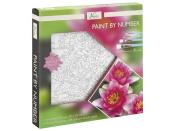 Paint by Number Set mit einem Bild von Seerosen. Enthält 24 Farben und 4 Pinsel.