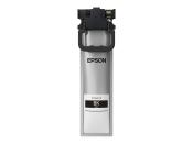 Schwarze Tintenpatrone für Drucker. Sie hat eine graue Verpackung mit dem Aufdruck 'Epson'.