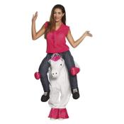 Kostüm Funny Einhorn für Erwachsene Größe: L/XL weiß/rosa