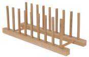 Holzgestell mit mehreren senkrechten Stäben. Dient zur Aufbewahrung oder Präsentation.