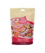 Tüte mit Deco Melts in Orange. Geeignet zum Dippen, Träufeln und Dekorieren.