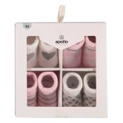 APOLLO Geschenkbox Babysocken 4 Paar weiß/rosa
