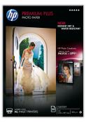 Packung mit HP Premium Plus Fotopapier. Glänzende Oberfläche, geeignet für alle Tintenstrahldrucker.