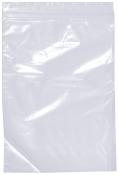 Transparente Plastiktüte mit Reißverschluss. Flach und ohne Inhalt.