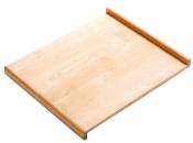 Holztablett mit erhöhtem Rand. Die Oberfläche ist glatt und hell.