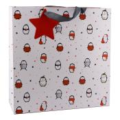 Tragetasche Pinguine 33 x 33 x 12 cm rot/weiß