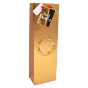 Flaschentasche Merry Christmas 12 x 37 x 8 cm gold