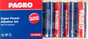Packung mit 24 AA-Batterien. Blaues Design mit rotem Logo und Aufschrift.