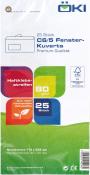Packung mit 25 C6/5 Fensterkuverts. Premium-Qualität. Haftklebestreifen. 80 g/m². Aus nachwachsenden Rohstoffen.