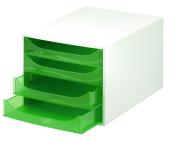 Schubladenbox mit 4 Laden, grau/grün 