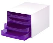 Schubladenbox mit 4 Laden, grau/violett 