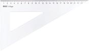 transparenter Geodreieck aus Kunststoff. Eine Seite mit cm-Skala, rechte Winkel. Eignet sich zum Zeichnen und Messen.