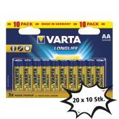 VARTA Longlife Mignon AA  Batterie 20 x 10 Stück