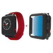 ANIO Kinder GPS-Smartwatch Anio 5 inkl. Protector Case mit Schutzglas und yesss! Sim-Karte rot