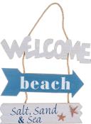 Hängedeko Welcome beach, salt, sand & sea blau/weiß