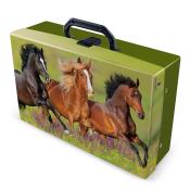 Handarbeitskoffer Pferde grün
