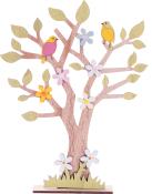 Standdeko Baum mit Blumen und Vögel 36 x 28 cm bunt