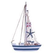 Deko Segelboot 26 x 27 x 4 cm blau/weiß