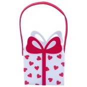 Filztasche Geschenkpaket mit roten Herzen weiß/rot