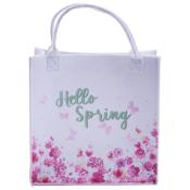 Filztasche Hello Spring ca. 29 x 29 x 14 cm weiß/rosa