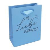 Geschenktasche Mit Liebe verpackt A6 hellblau