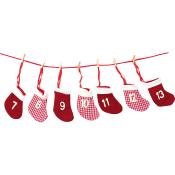 Adventkalender mit Socken rot/weiß 