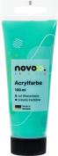Acrylfarbe in Türkis, 100 ml Tube. Wasserbasierend, brillante Farbtöne. Verpackung mit bunten geometrischen Mustern.